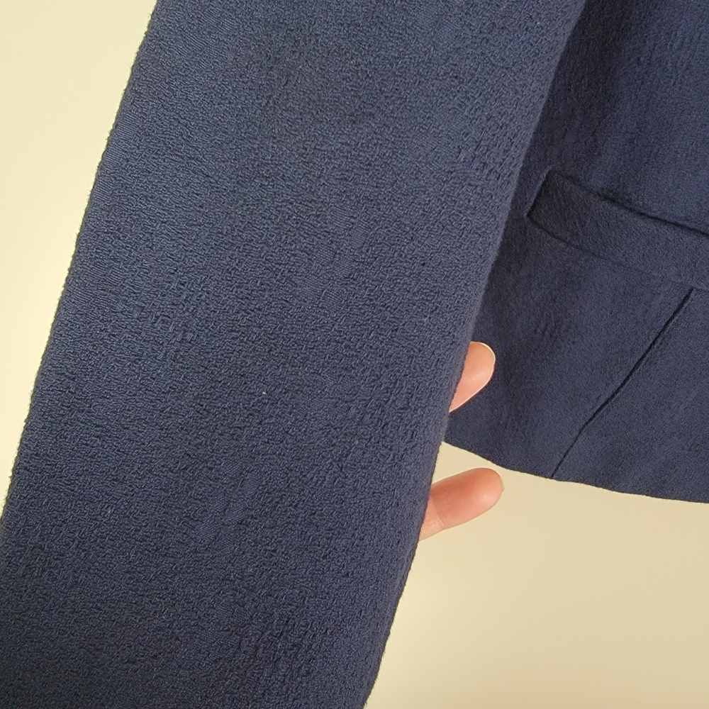 The Korner womens Navy Blue Blazer Suit Jacket Size Medium 100% Cotton - Picture 10 of 15